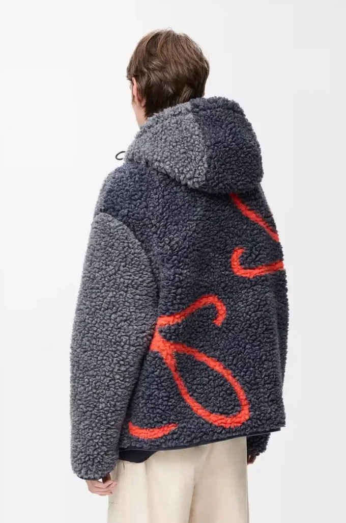 Hooded jacket in wool blend Navy/Orange Hooded jacket in wool blend Navy/Orange