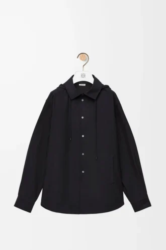 Hooded overshirt in cotton Black