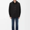 Hooded overshirt in cotton Black Hooded overshirt in cotton Black