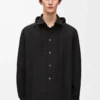 Hooded overshirt in cotton Black Hooded overshirt in cotton Black
