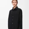 Hooded overshirt in cotton Black Hooded overshirt in cotton Black
