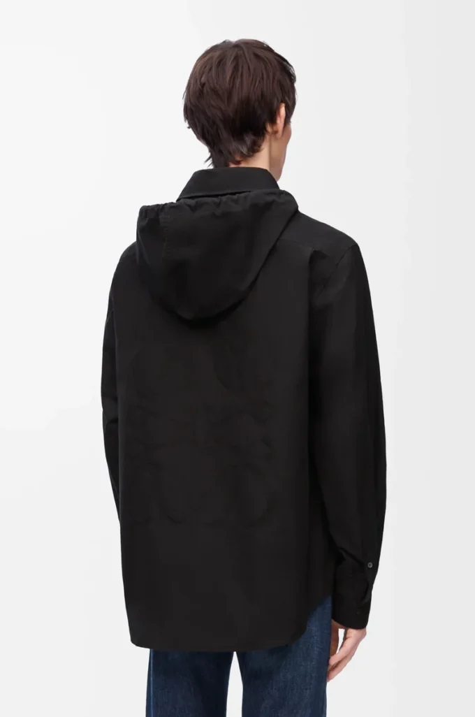 Hooded overshirt in cotton Black Hooded overshirt in cotton Black