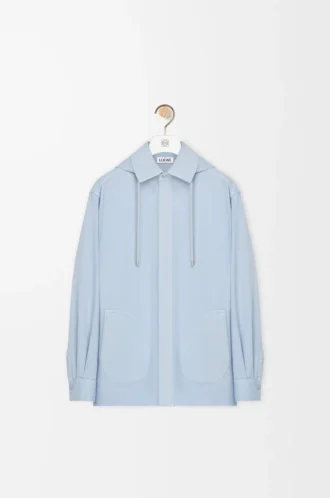 Hooded overshirt in cotton Light Blue