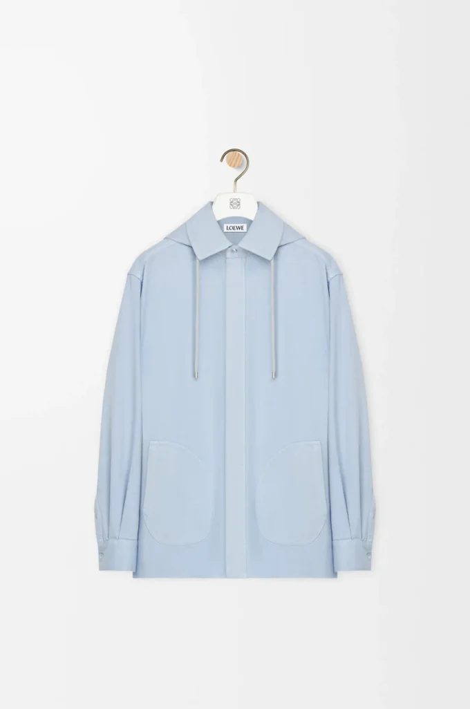 Hooded overshirt in cotton Light Blue Hooded overshirt in cotton Light Blue