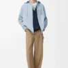 Hooded overshirt in cotton Light Blue Hooded overshirt in cotton Light Blue