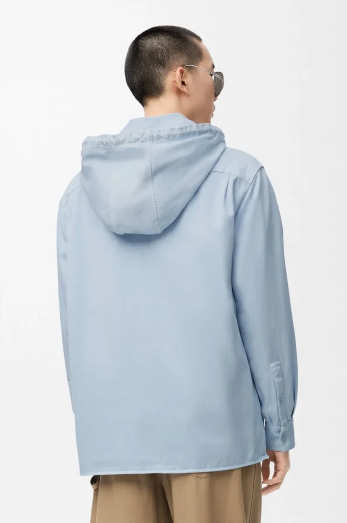 Hooded overshirt in cotton Light Blue Hooded overshirt in cotton Light Blue