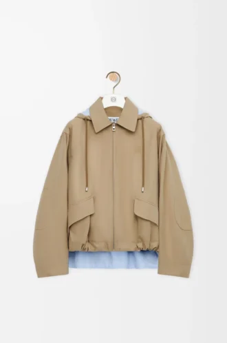 Hooded parka in cotton Beige