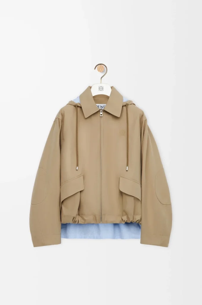 Hooded parka in cotton Beige Hooded parka in cotton Beige