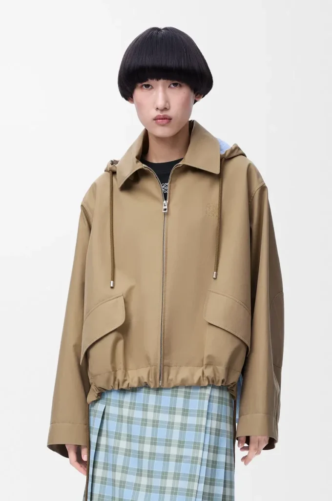 Hooded parka in cotton Beige Hooded parka in cotton Beige