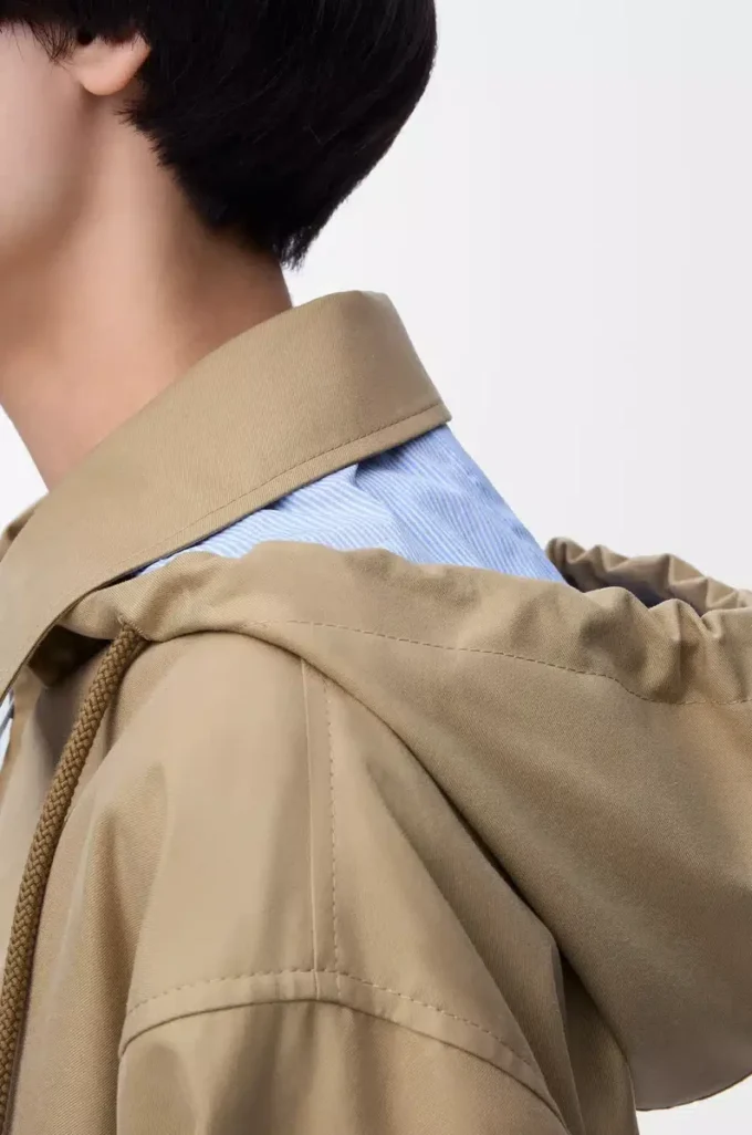 Hooded parka in cotton Beige Hooded parka in cotton Beige