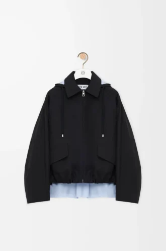 Hooded parka in cotton Black