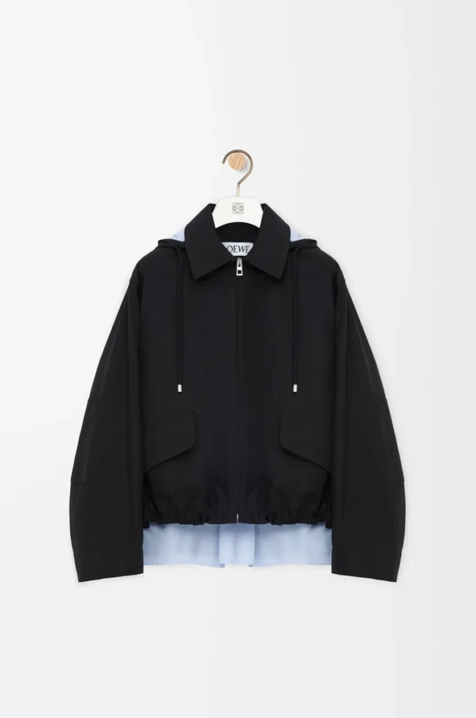 Hooded parka in cotton Black Hooded parka in cotton Black