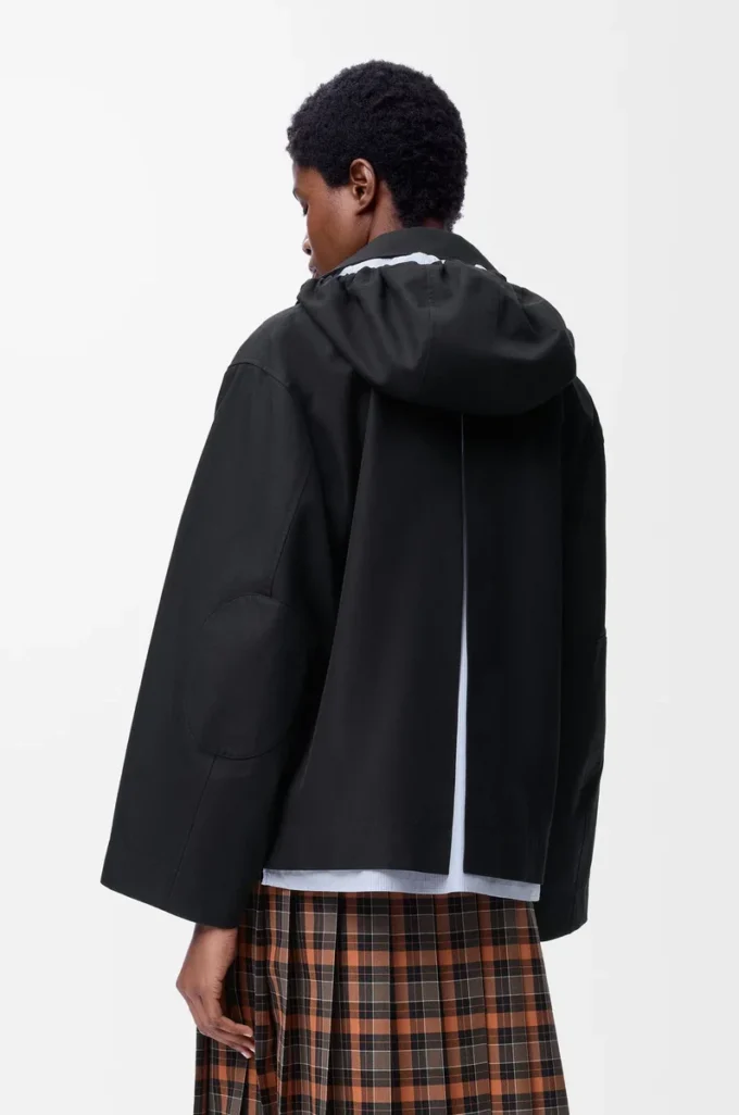 Hooded parka in cotton Black Hooded parka in cotton Black