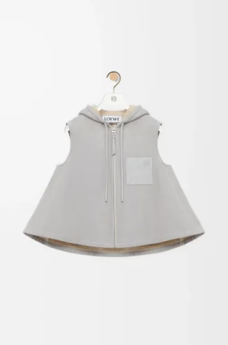 Hooded vest in shearling Light Grey Melange