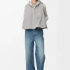 Hooded vest in shearling Light Grey Melange Hooded vest in shearling Light Grey Melange