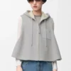 Hooded vest in shearling Light Grey Melange Hooded vest in shearling Light Grey Melange