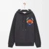 Hoodie in cotton Dark Grey Melange Hoodie in cotton Dark Grey Melange