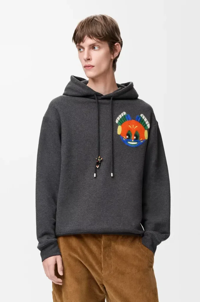 Hoodie in cotton Dark Grey Melange Hoodie in cotton Dark Grey Melange