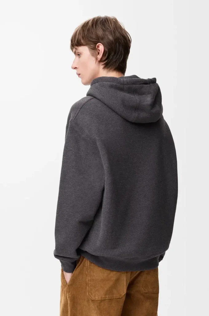 Hoodie in cotton Dark Grey Melange Hoodie in cotton Dark Grey Melange