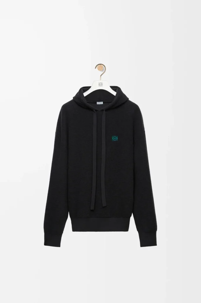 Hoodie in wool Black Hoodie in wool Black