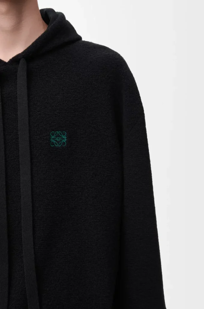 Hoodie in wool Black Hoodie in wool Black