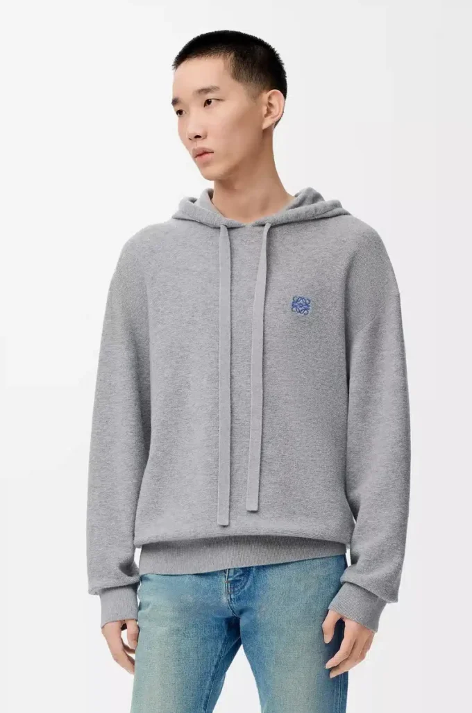 Hoodie in wool Light Grey Melange Hoodie in wool Light Grey Melange