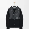 Hybrid cardigan in nappa lambskin and wool Black/Black Hybrid cardigan in nappa lambskin and wool Black/Black