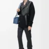Hybrid cardigan in nappa lambskin and wool Black/Black Hybrid cardigan in nappa lambskin and wool Black/Black