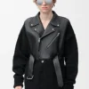 Hybrid cardigan in nappa lambskin and wool Black/Black Hybrid cardigan in nappa lambskin and wool Black/Black