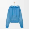 Hybrid hoodie in cotton and nappa lambskin Blue