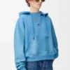 Hybrid hoodie in cotton and nappa lambskin Blue
