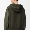 Hybrid hoodie in cotton and nappa lambskin Khaki Green Hybrid hoodie in cotton and nappa lambskin Khaki Green
