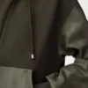 Hybrid hoodie in cotton and nappa lambskin Khaki Green Hybrid hoodie in cotton and nappa lambskin Khaki Green