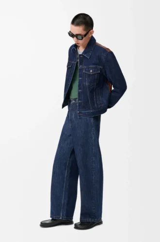 Hybrid jacket in denim and nappa calfskin Raw Denim