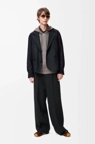 Hybrid jacket in wool Navy/Grey