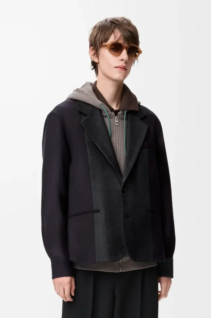 Hybrid jacket in wool Navy/Grey Hybrid jacket in wool Navy/Grey