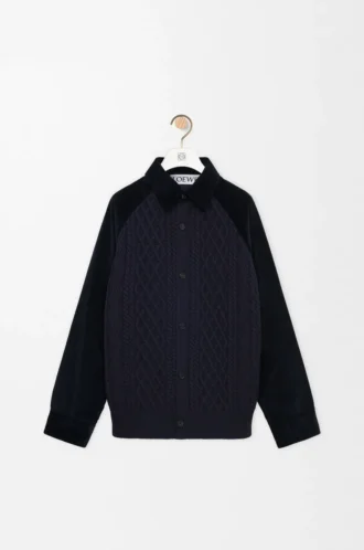 Hybrid overshirt in cotton and wool Dark Navy Blue/Navy