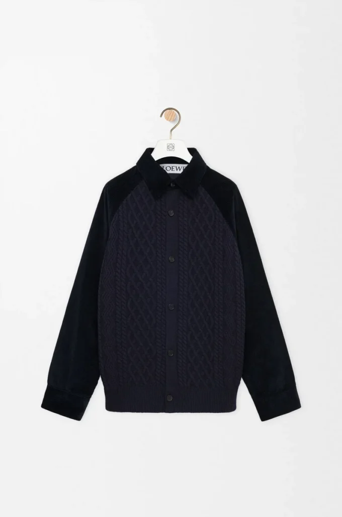 Hybrid overshirt in cotton and wool Dark Navy Blue/Navy Hybrid overshirt in cotton and wool Dark Navy Blue/Navy