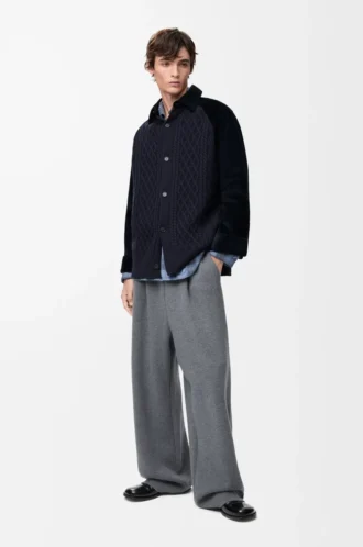 Hybrid overshirt in cotton and wool Dark Navy Blue/Navy