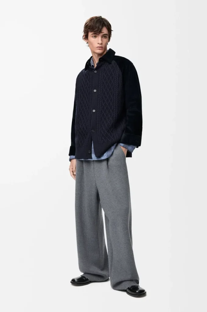 Hybrid overshirt in cotton and wool Dark Navy Blue/Navy Hybrid overshirt in cotton and wool Dark Navy Blue/Navy