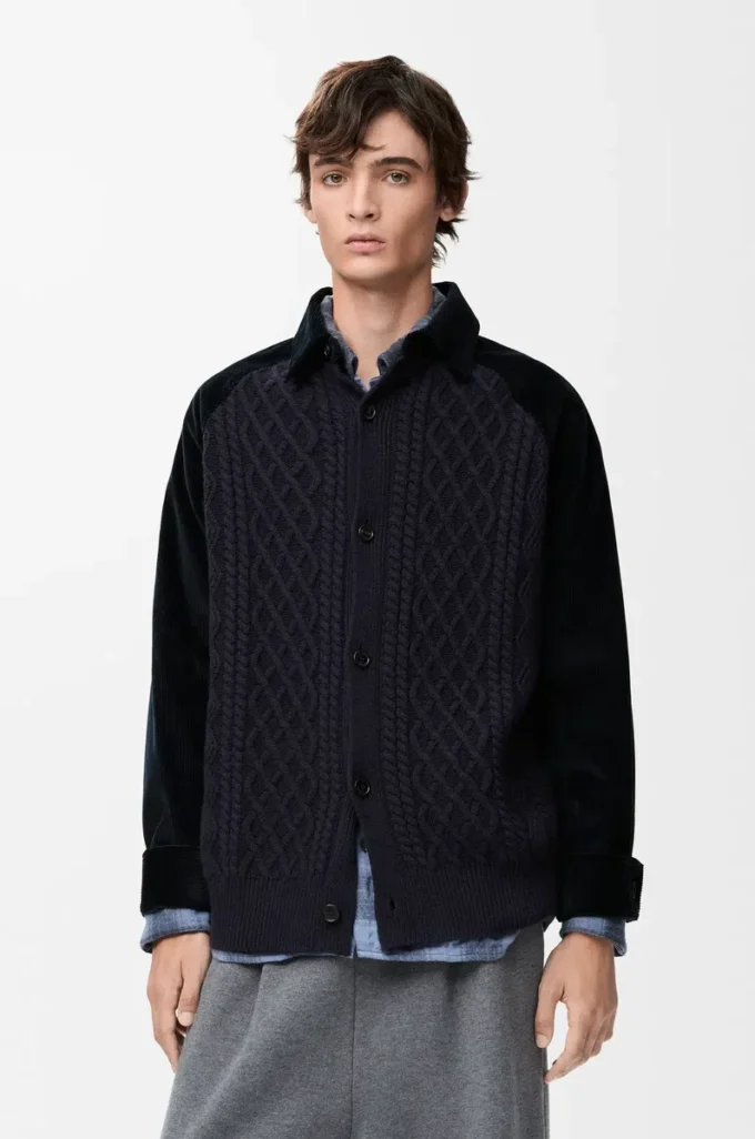 Hybrid overshirt in cotton and wool Dark Navy Blue/Navy Hybrid overshirt in cotton and wool Dark Navy Blue/Navy
