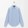 Hybrid shirt in cotton and wool Light Blue/Grey