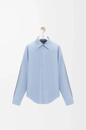 Hybrid shirt in cotton and wool Light Blue/Grey