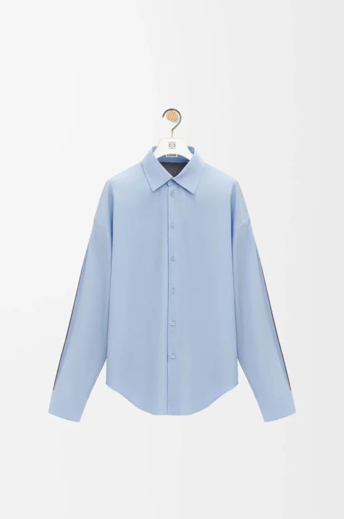 Hybrid shirt in cotton and wool Light Blue/Grey