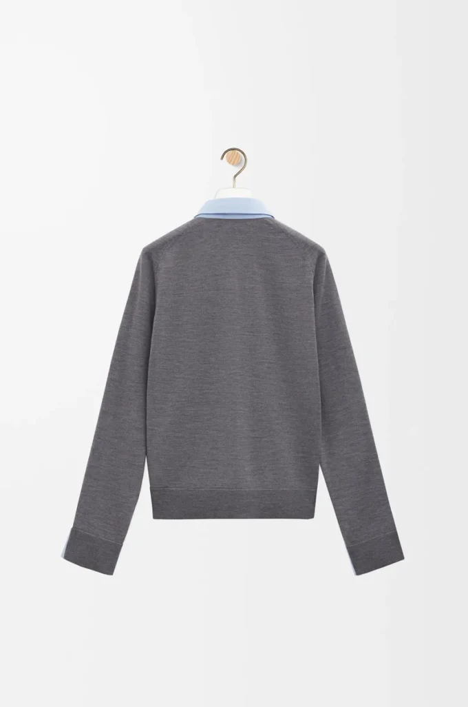 Hybrid shirt in cotton and wool Light Blue/Grey