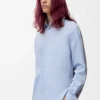 Hybrid shirt in cotton and wool Light Blue/Grey