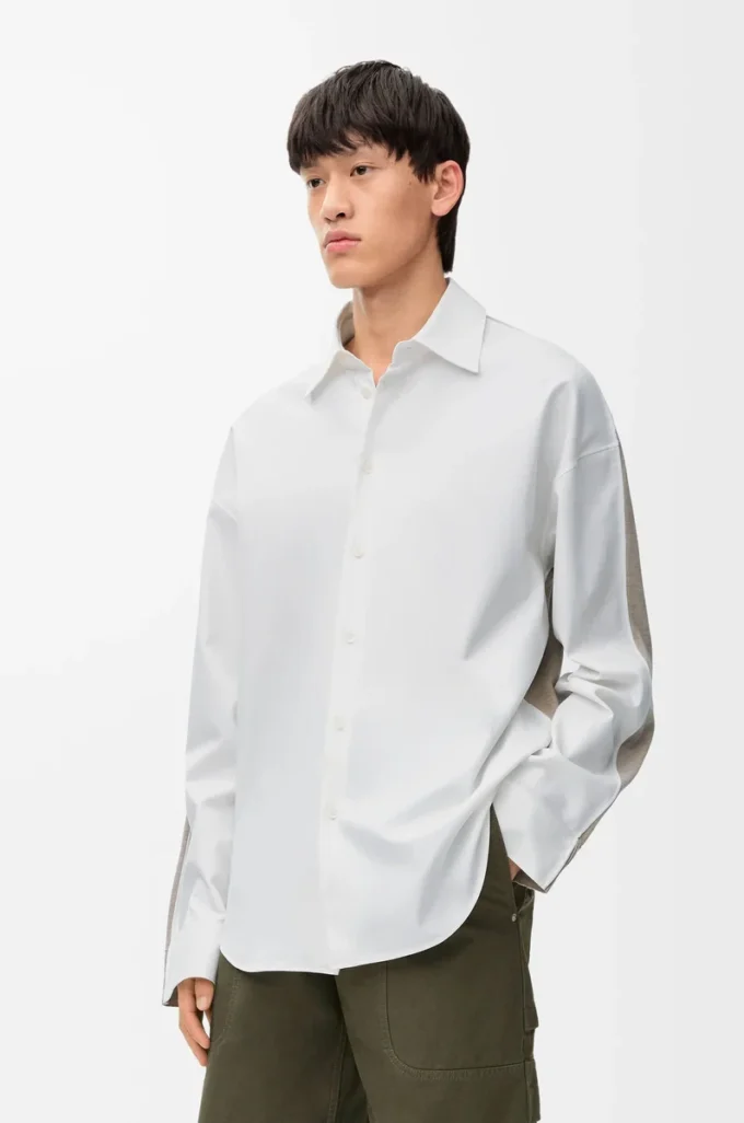 Hybrid shirt in cotton and wool White/Beige Hybrid shirt in cotton and wool White/Beige