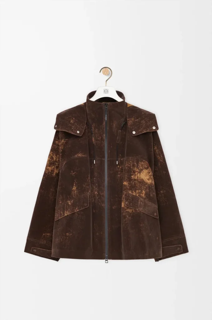 Jacket in flocked technical shell Chocolate Brown Jacket in flocked technical shell Chocolate Brown