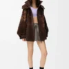 Jacket in flocked technical shell Chocolate Brown Jacket in flocked technical shell Chocolate Brown