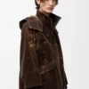 Jacket in flocked technical shell Chocolate Brown Jacket in flocked technical shell Chocolate Brown